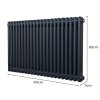 Traditional 2 Column Radiator 600mm x 1012mm Modern Central Heating Heater Matt Anthracite Grey Carbon Steel Horizontal Wall Mounted Kitchen Living Room Bathroom Cleaning Brush Fixing Kit & Brackets