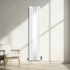 Oval Panel Radiator With Mirror 1800mm x 380mm Modern Designer Double Column Vertical Heater Gloss White Carbon Steel Wall Mounted Kitchen Living Room Cleaning Brush Fixing Kit & Brackets