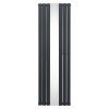 Flat Panel Radiator With Mirror 1800mm x 565mm Modern Designer Double Column Vertical Heater Matt Anthracite Grey Carbon Steel Wall Mounted Kitchen Living Room Cleaning Brush Fixing Kit & Brackets
