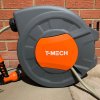 T-Mech Auto Rewind Hose Reel 30m + 2m, Wall-Mounted 8 Spray Nozzle Gun, Neat Retractable Hose-Pipe With Bracket And Fixings, 180?? pivot