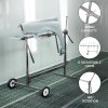 Rotating Paint Panel Stand Large Panelstand Rack Body Shop Car Repair Garage Mobile Wheels 180 Degree Rotation 300kg Load Capacity 6 Arms 4 x Hooks & 2 x Extra Long Bars Stable Sturdy Steel Silver