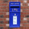 Royal Mail Post Box Scottish Cast Iron Wall Mounted Royal Mail Wedding Authentic Pillar Replica Lockable Post Office Letter Box Blue