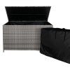 Rattan Garden Storage Grey Box & Waterproof Carry Bag Large Cushion Blanket Tools Toys Furniture Chest 582L Outdoor Patio Deck Steel Frame UV & Weather Resistant Gas Assisted Lift Lid Portable Wheels