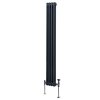 Traditional 2 Column Radiator 1800mm x 202mm Modern Central Heating Heater Matt Anthracite Grey Carbon Steel Vertical Wall Mounted Kitchen Living Room Bathroom Cleaning Brush Fixing Kit & Brackets
