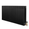 Traditional 4 Column Radiator & Valves - 600 x 1190mm - Black