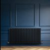 Traditional 4 Column Radiator & Valves - 600 x 1190mm - Anthracite Grey