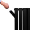 Designer Radiators 160 x 28cm Flat Panel Modern Central Heating Matt Black Vertical Column Double Panel Wall Mounted Slimline Kitchen Living Room Bathroom Commercial Cleaning Brush & Fixing Kit