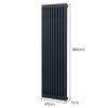 Traditional 2 Column Radiator 1800mm x 472mm Modern Central Heating Heater Matt Anthracite Grey Carbon Steel Vertical Wall Mounted Kitchen Living Room Bathroom Cleaning Brush Fixing Kit & Brackets