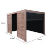 Wood Effect Aluminium Pergola With Blinds & 2 Louvre Panels - 3m x 3m
