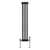 Traditional 2 Column Radiator 1500mm x 202mm Modern Central Heating Heater Matt Black Carbon Steel Vertical Wall Mounted Kitchen Living Room Bathroom Cleaning Brush Fixing Kit & Brackets