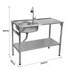 Folding Camping Sink Stainless Steel With Flexible Tap Portable Hand Wash Basin Single Bowl RH Drainer Drainage Pipe Height Adjustable Feet Outdoor FREE Carry Storage Bag Chopping Board & 5 x Hooks