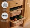 2 x Pull out Wicker Basket Drawer 500mm Kitchen Storage Solution Larder Base Unit Cupboard with Handle Rustic Beech Wood Farmhouse Style 100% Handmade Rattan FREE Fixing Kit Included