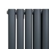 Oval Column Radiator 600mm x 1020mm & TRV Chrome Valves Designer Double Panel Central Heating Heater Anthracite Grey Steel Horizontal Kitchen Living Room FREE Cleaning Brush Fixing Kit & Brackets