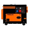 Silent Diesel Generator Three Phase ATS 6.5kVA 6500W 13HP 230V \ 400V Electric Start Closed Frame Emergency Power 4 Portable Wheels Black Powder Coated Steel 20L Fuel Capacity Tool Kit & Funnel