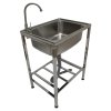 Camping Sink with Tap and Drainage Pipe Outdoor Stainless Steel Metal  Wash Basin Free Standing Portable