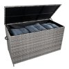 Rattan Garden Storage Grey Box & Waterproof Carry Bag Large Cushion Blanket Tools Toys Furniture Chest 582L Outdoor Patio Deck Steel Frame UV & Weather Resistant Gas Assisted Lift Lid Portable Wheels