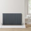 Oval Single Column Radiator & Valves - 600mm x 1020mm - Anthracite Grey