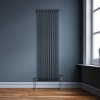 Traditional 2 Column Radiator 1800mm x 472mm Modern Central Heating Heater Matt Anthracite Grey Carbon Steel Vertical Wall Mounted Kitchen Living Room Bathroom Cleaning Brush Fixing Kit & Brackets