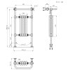 Traditional Heated Towel Rail Radiator - 950mm x 480mm - White