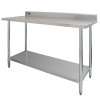 KuKoo 5ft Food Preparation Kitchen Catering Table, Stainless Steel, 250kg Capacity
