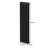 Traditional 3 Column Radiator 1800mm x 292mm Modern Central Heating Heater Matt Black Carbon Steel Vertical Wall Mounted Kitchen Living Room Bathroom Cleaning Brush Fixing Kit & Brackets