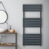 Vertical Towel Radiator Designer Flat Panel 1200mm x 500mm Bathroom Heated Rail Matt Anthracite Grey Central Heating Ladder Heater Wall Mounted Carbon Steel FREE Cleaning Brush Fixing Kit & Brackets
