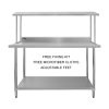 Catering Bench With Single Over-shelf Heavy Duty Kitchen Work Table Stainless Steel Prep-table Commercial Home Preparation Worktop 5ft
