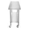 Catering Work Bench Table Stainless Steel Food Prep Kitchen Mobile 4 x Castor Wheels With 2 Brakes & 4 Adaptable Feet Adjustable Lower Shelf 3 Positions 160kg Load Capacity 60cm x 45cm x 86cm