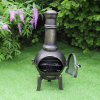 Cast Iron Chiminea Outdoor Garden Patio Heater Log Fire Pit Burner Wood Chimney Chimenea BBQ Spark Guard FREE Poker Barbeque Toasting Rack & 10m Union Jack Bunting 25 Double Sided Flags