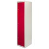 MonsterShop 3 Door Metal Storage Lockers, Flatpacked Red & Grey Steel Lockable Unit, Gym Changing School Staff