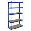 1 x Corner Garage Racking Unit & 2 x Single Racking Storage Units / 5 T-Rax Blue Steel & MDF Shelves / 4125kg capacity / 265kg per shelf / Free Rubber Mallet