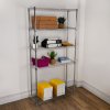 Wire Shelving Rack 5 Tier Metal Storage Unit Heavy Duty Free Standing Boltless Height Adjustable Shelves & Levelling Feet Kitchen Office Garage Silver Chrome 1000kg
