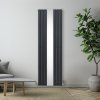 Flat Panel Radiator With Mirror 1800mm x 565mm & TRV Chrome Valves Designer Double Column Vertical Anthracite Grey Carbon Steel Wall Mounted Kitchen Living Room Cleaning Brush Fixing Kit & Brackets