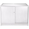 Retail Glass Shelf Product Display Shop Counter Showcase Lockable Cabinet Unit White - K1200