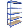 10 x Blue Racking Bay Unit 5 Tier Heavy Duty Steel Metal 200kg capacity Per Shelf Garage Shelves Storage Warehouse Shed Workshop Boltless Shelving 120 x 50 x 180cm Free Rubber Mallet
