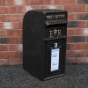 Royal Mail Post Box with Floor Stand ER Cast Iron Wall Mounted Wedding Authentic Pillar Replica Lockable Post Office Letter Box Black