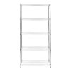 Wire Shelving Rack 5 Tier Metal Storage Unit Heavy Duty Free Standing Boltless Height Adjustable Shelves & Levelling Feet Kitchen Office Garage Silver Chrome 1000kg Weight Capacity 35cm x 90cm x 180cm