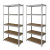 2 Garage Shelving Units 5 Tier Racking Storage Warehouse Bays Industrial Heavy Duty Boltless Steel Shelves