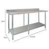7FT Kitchen Work Bench Catering Table Commercial Stainless Steel Food Prep Surface Restaurant Storage Shelf 250kg Weight Capacity Adjustable Height 10cm Backsplash Upstand 2 x FREE Microfibre Cloths