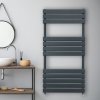 Vertical Towel Radiator Designer Flat Panel 1200mm x 600mm Bathroom Heated Rail Matt Anthracite Grey Central Heating Ladder Heater Wall Mounted Carbon Steel FREE Cleaning Brush Fixing Kit & Brackets