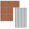 Composite Fence Panel x 7 & LED Posts x 8 - Brown