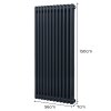 Traditional 2 Column Radiator 1500mm x 562mm Modern Central Heating Heater Matt Anthracite Grey Carbon Steel Vertical Wall Mounted Kitchen Living Room Bathroom Cleaning Brush Fixing Kit & Brackets