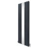 Flat Panel Radiator With Mirror 1800mm x 565mm & TRV Chrome Valves Designer Double Column Vertical Anthracite Grey Carbon Steel Wall Mounted Kitchen Living Room Cleaning Brush Fixing Kit & Brackets