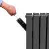 Designer Radiators 160 x 42cm Flat Panel Modern Central Heating Anthracite Grey Vertical Column Double Panel Wall Mounted Slimline Kitchen Living Room Bathroom Commercial Cleaning Brush & Fixing Kit
