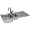 KuKoo Stainless Steel Kitchen Sink Basin & Confetti Tap, Reversible 1.5 Bowl, 105cm x 18cm x 50cm