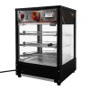 Food Warmer Cabinet Countertop Heated Glass Display Commercial Hot Food Pizza Pie Showcase Unit Black Steel Electric 30 - 85C Temperature Control Switch Internal Light 3 Tier Wire Shelving FREE Tongs
