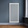 Traditional 3 Column Radiator 1500mm x 562mm Modern Central Heating Heater Gloss White Carbon Steel Vertical Wall Mounted Kitchen Living Room Bathroom Cleaning Brush Fixing Kit & Brackets