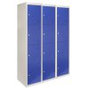 MonsterShop 3 x Metal Lockers, 4 Door Storage, Blue & Grey Metal Lockable Unit, School Staff Gym Changing Room
