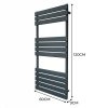 Vertical Towel Radiator Designer Flat Panel 1200mm x 600mm Bathroom Heated Rail Matt Anthracite Grey Central Heating Ladder Heater Wall Mounted Carbon Steel FREE Cleaning Brush Fixing Kit & Brackets
