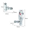 Thermostatic Radiator Valves Brass Polished Chrome Angled TRV Set Lockshield 1/2